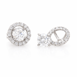 Boucles d'oreilles clous Adele Halo, diamants ronds taillés minimalistes, or massif 14K 18K, diamants extraits de la terre, cadeau pour elle - Product Image 3