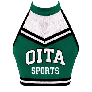 Ensemble d'uniforme de cheerleading vert foncé avec jupe plissée et crop top, tenue de performance d'équipe, vêtements de compétition de danse athlétique personnalisés - Product Image 6