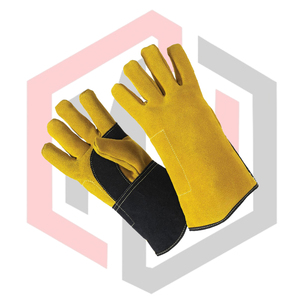 Guantes de Trabajo Reforzados MIG MAG de Cuero, Guantes de Soldadura de Cuero Vacuno Resistentes y Duraderos, Resistentes a Desgarros, Anti-Corte, para Bomberos - Product Image 4