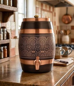 Distributeur d'eau chaude et froide en plastique Craft India Overseas, motif bohème, rond, réutilisable, usage domestique, garantie 3 ans, chargement par le haut - Product Image 1
