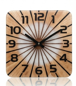 Acacia Wooden Modern Design Square <b>Marble</b> Look Analog Battery Powered Single Face Quartz Wall <b>Clock</b> for Living Room - Product Image 5