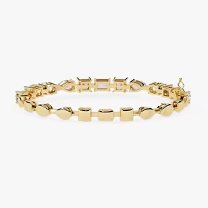 Customizable IGI Certified Moissanite Diamond Tennis Chain <b>Bracelet</b> in 10k/14k/18k <b>Solid</b> Gold with Four Prongs - Product Image 2