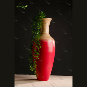 Fait à la main moderne minimaliste Antique bambou Vase en bois Style Vintage laqué en céramique décor à la maison accessoire pour la vie de mariage - Product Image 1