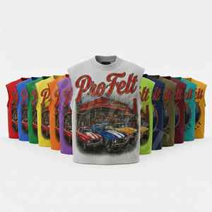 Débardeur en coton 100% de haute qualité, style streetwear tendance, coupe musclée, imprimé personnalisé, orné de strass - Product Image 1