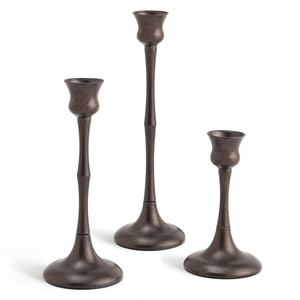 Set of 3 Metal Taper Candle Holders | Modern Decorative Candle Stand Set for Home & <b>Table</b> Decor - Product Image 3
