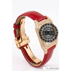 นาฬิกาข้อมือควอตซ์ทรงสี่เหลี่ยมแบบอนาล็อกสำหรับผู้หญิง ยี่ห้อ Cartier รุ่นโบราณ ประดับเพชรเลี้ยงในห้องปฏิบัติการ ตัวเรือนสแตนเลสสตีลผสมทองเหลือง  หน้าปัดคริสตัล - Product Image 2