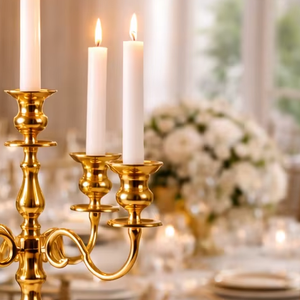 Centre de table en forme de candélabre doré, support de bougies de luxe, candélabre de table pour mariage, candélabre doré à 5 bras, support à bougies en métal - Product Image 3