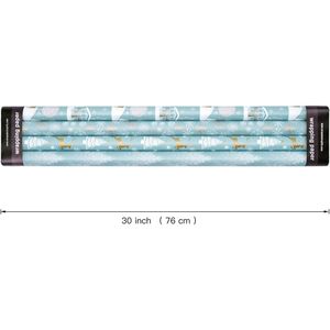 Rotolo di Carta da Regalo Natalizia con Design di Renne Blu e Argento e Fiocchi di Neve, 30 Pollici, Decorazioni Festive - Product Image 2