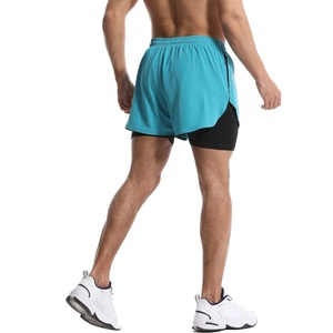 Short ajustable à cordon de serrage pour homme, double couche, avec empeigne en nylon et spandex et bas en polyester, personnalisable avec logo, idéal pour les entraînements de jambes. - Product Image 4