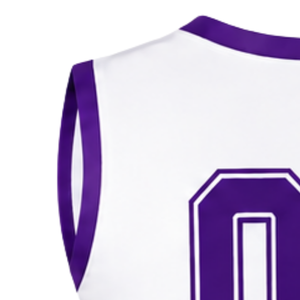 Haut d'uniforme de cheerleading violet et blanc sans manches à col en V pour performance de danse d'équipe, tenue de sport athlétique de compétition - Product Image 5