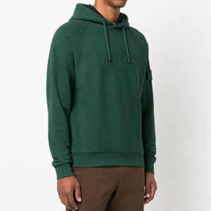 Sweat-shirt à capuche unisexe vert foncé, coupe classique, manches raglan, couleur unie, décontracté, en coton tricoté, avec poche, pour l'hiver, séchage rapide - Product Image 2