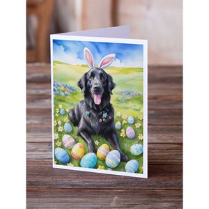 Whimsical A7 Size <b>5x7</b> Flat-Coated Retriever Easter Egg Hunt Greeting Cards Pack 8 Blank Note Cards with <b>Envelopes</b> - Product Image 2