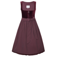 Gaun Dirndl Vintage Wanita Model A-Line Midi Tanpa Lengan Kerah Scalloped Bahan Beludru Tenun Ramah Lingkungan dengan Sabuk dan Lapisan Katun