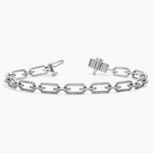 Pulsera contemporánea de eslabones tipo clip con detalles de diamantes pavé, cadena abierta, joyería de lujo para la muñeca, para una elegancia moderna para el día a día. - Product Image 1