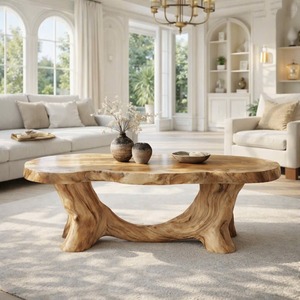 Handcraft Farmhouse <b>Coffee</b> <b>Table</b> Curved Leg Design Center Tea <b>Table</b> for Living Room Home OfficeNatural Wooden Live Edge <b>Table</b> - Product Image 3