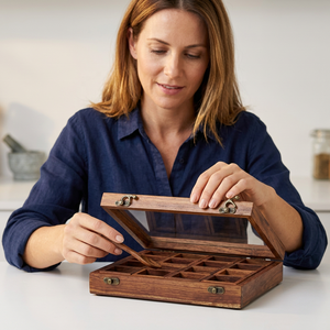Large Luxury Wooden Eco-Friendly Dishwasher Safe Adjustable Coarseness Spice <b>Box</b> Multi-Layer Compartments <b>Herbs</b> Home Kitchen - Product Image 1