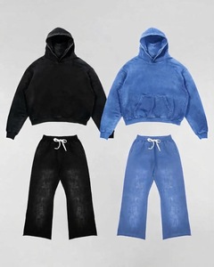 Conjunto Deportivo Informal Unisex con Estampado Animal, Sudadera con Capucha y Pantalones de Algodón de Color Sólido, Dos Piezas, Corte Holgado, Ropa de Otoño - Product Image 4
