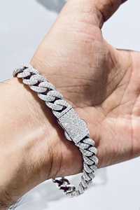 Bracelet en argent 925 serti de diamants Moissanite incolores de 10 mm, style Hip Hop Miami Cuban Link, bijoux brillants pour les soirées et la mode. - Product Image 5