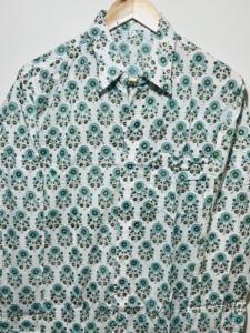 Camisa de Manga Larga para Hombre, 100% Algodón, Color Menta, Tela Premium, Estampado Floral a Mano, Estilo Tradicional Elegante, Casual - Product Image 4