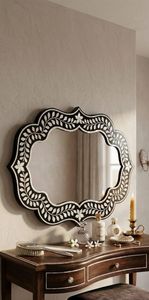 Handmade Mother Pearl Inlay Jharokha <b>Mirror</b> Frame Large Eco-Friendly Art <b>Deco</b> Luxury Traditional Indian Wall Decor Home Hotel - Product Image 6
