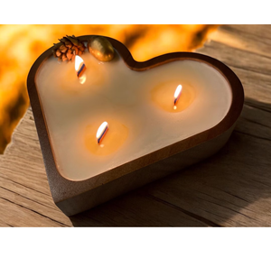 Wood <b>Candle</b> Dough Bowl <b>Candle</b> Making Wedding Dough Bowl Heart Shape With Three <b>Wicks</b> <b>Candle</b> Bowl Home Decoration - Product Image 1