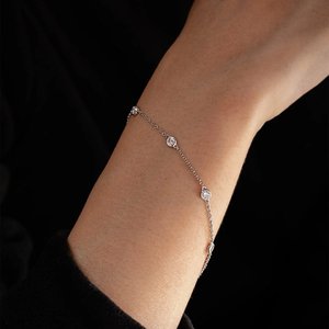 Bracelet à maillons en diamant Moissanite de créateur, argent sterling 925, bijoux élégants pour femmes, chaîne tendance - Product Image 2