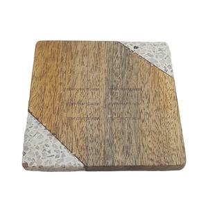 Nouveau Style le plus populaire en résine thé meilleur sous-verre ensemble de 4 pièces en bois naturel et résine meilleur sous-verre pour la maison hôtel restaurant - Product Image 1