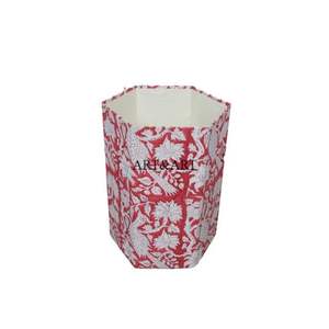 Cesto de basura decorativo de 5L con estampado en bloques y tapa de cartón para hoteles, regalo de inauguración de casa, cesto para basura. - Product Image 2