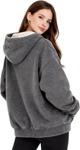 Heavyweight Acid Wash Fleece Hoodie Winter Wear Vintage Washed <b>Sherpa</b> Hoodie Streetwear Sweatshirt Custom Logo <b>Sherpa</b> <b>lined</b> - Product Image 3