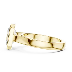 Anillo Solitario Moderno de Diamante Cultivado en Laboratorio con Corte Radiante, Engaste Completo de Bisel, Tallo Dividido Cónico, Oro Sólido de 18K, Lujo para Fiesta - Product Image 4