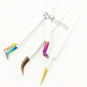 Pince à épiler pour extensions de cils RMI Multi / Or rose / Couleurs plasma or et pince à épiler à poignée unie avec revêtement en poudre blanche - Product Image 3