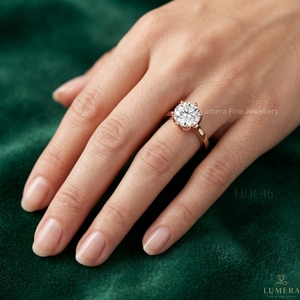 Anillo de Compromiso Personalizado con Certificado IGI, Corte Brillante Redondo, Oro Rosa, Anillo de Promesa Clásico Solitario - Product Image 5