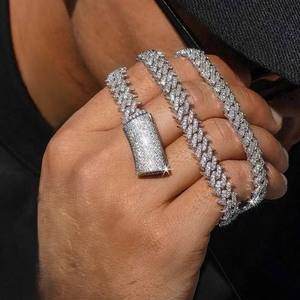 Luxury <b>Iced</b> <b>Out</b> Herringbone <b>Chain</b> Necklace VVS Moissanite Diamond Hip Hop Statement Jewelry for Men Unisex Premium Accessory - Product Image 3