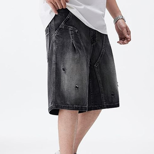 Wholesale Acid Wash Denim Jorts Vintage Streetwear Loose Fit Cotton Jean <b>Shorts</b> OEM Supplier - Product Image 4