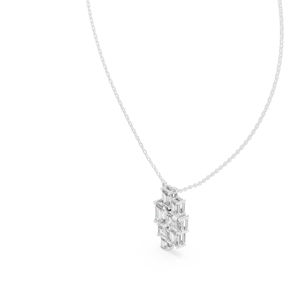 Pendentif en or blanc 14 carats avec émeraude et diamant de laboratoire pour femme |   Vêtements de mariée |   Nouveau diamant cultivé - Product Image 6