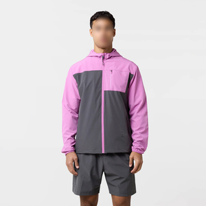 Conjunto de Pantalones Cortos y Chaqueta Deportiva Ligera con Capucha para Hombre, en Rosa y Gris, con Pantalones Cortos Deportivos Transpirables para Gimnasio - Product Image 1