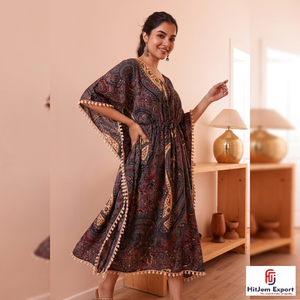 Women Printed <b>Kaftan</b> Dress Loose Fit Elegant Soft Fabric Wear <b>Summer</b> Cover Up Resort Island Vacation Bulk Supply - Product Image 2