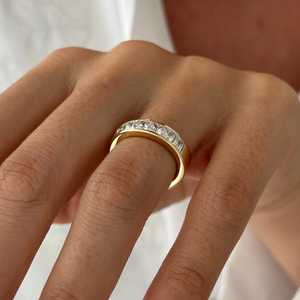 1.3 Carat Lab Grown Diamond Channel Set Half Eternity Band , 6.6MM Wedding Band , 14k Gold Thick <b>Stacking</b> <b>Ring</b> - Product Image 3