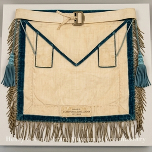 Vintage <b>Light</b> Blue Masonic Apron with Gold Fringe & Embroidered Eye Symbol – Custom Freemason Ceremonial Regalia Accessory - Product Image 6