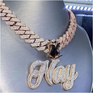 Colgante Hip-Hop Personalizado con Letra Cursiva Fina de Moissanita VVS1, Chapado en Rodio sobre Plata 925, para Hombres y Mujeres - Product Image 5