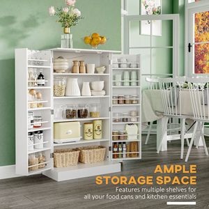 41\" Modern Freestanding Storage Cabinet White <b>Kitchen</b> <b>Pantry</b> Double Doors Adjustable Shelves for Living Room-Made Metal Plywood - Product Image 4
