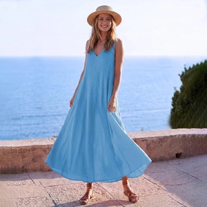 Vintage Midi 100% Cotton Bell Sleeve High Waist Gathered <b>Loose</b> Flowy A-Line Summer <b>Dress</b> Button Front with Pocket Handmade Bow - Product Image 1