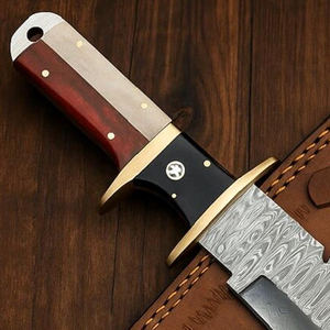 Cuchillo Bowie hecho a mano de acero D2: mango de madera y funda de cuero - Product Image 5