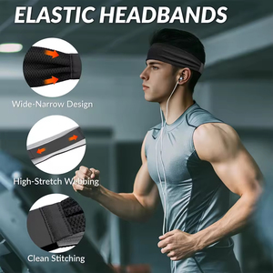 Non-Slip Elastic Soft Cotton Headband Yoga Fitness <b>Workout</b> Custom Logo Print Sweatband Sports Headband - Product Image 6