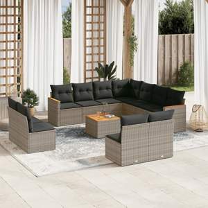 Ensemble de canapés de jardin gris avec coussins, résistant aux UV, en rotin PE, mobilier d'extérieur au design contemporain, imperméable, pour usage extérieur - Product Image 1