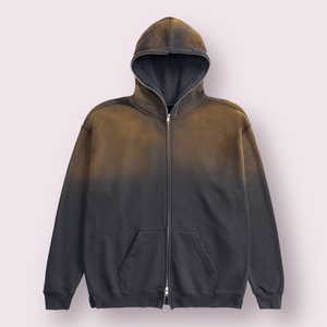 Hoodie zippé intégral personnalisé en molleton de coton, coupe oversize, marque privée, faible MOQ - Product Image 2