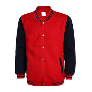 Classique hommes mince bleu coton veste Stand Bomber Style Varsity Baseball Motif automne Moto tissé toile matériel pour l'hiver - Product Image 5