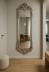 <b>Silver</b> Baroque Traditional Eco-Friendly Handmade Full Length <b>Wall</b> Hanging Ornate Vintage Wood <b>Mirror</b> for Entryway Bedroom - Product Image 3