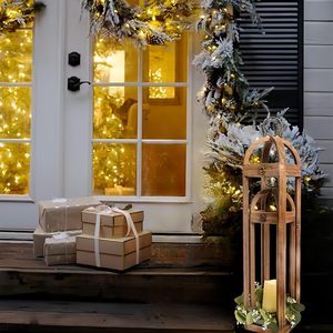 Rustic Wooden <b>Lantern</b> <b>Set</b> Decorative Farmhouse Candle Holder <b>Lanterns</b> for Home Wedding Garden Table Decor - Product Image 2