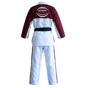 Combinaison de karaté bicolore personnalisée pour hommes, professionnelle, durable, en polycoton, séchage rapide, respirante, pour la compétition et l'entraînement en arts martiaux - Product Image 3
